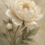 Ivory Peony Botanical Bedroom Wall Art Canvas Print