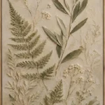 Pressed Fern Herbarium Botanical Bedroom Wall Art Canvas Print