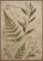 Pressed Fern Herbarium Botanical Bedroom Wall Art Canvas Print
