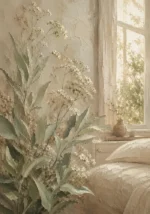 Sunlit Laurel Wildflower Botanical Bedroom Wall Art Canvas Print