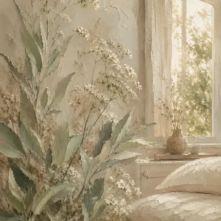 Sunlit Laurel Wildflower Botanical Bedroom Wall Art Canvas Print