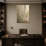 Sunlit Laurel Wildflower Botanical Bedroom Wall Art Canvas Print displayed in a contemporary gallery-inspired room