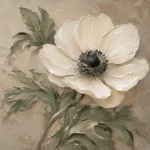Ivory Anemone Botanical Bedroom Wall Art Canvas Print