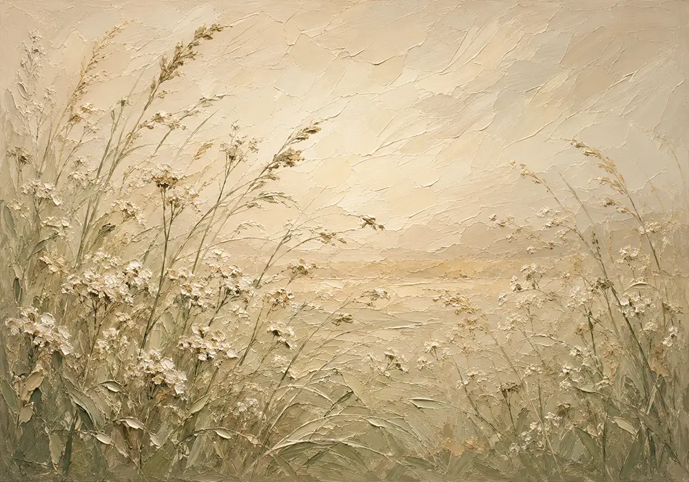 Meadow Wildflowers Botanical Bedroom Wall Art Canvas Print