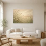 Meadow Wildflowers Botanical Bedroom Wall Art Canvas Print styled in a refined neutral interior