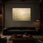 Meadow Wildflowers Botanical Bedroom Wall Art Canvas Print shown in a warm modern interior