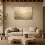 Meadow Wildflowers Botanical Bedroom Wall Art Canvas Print presented in a sophisticated home setting