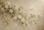 Ivory Jasmine Vine Botanical Bedroom Wall Art Canvas Print