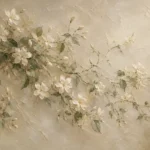 Ivory Jasmine Vine Botanical Bedroom Wall Art Canvas Print