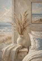 Pampas Vase Coastal Bedroom Wall Art Canvas Print