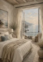 Seaside Balcony Coastal Bedroom Wall Art Canvas Print