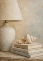 Seashell Lamp Coastal Bedroom Wall Art Canvas Print