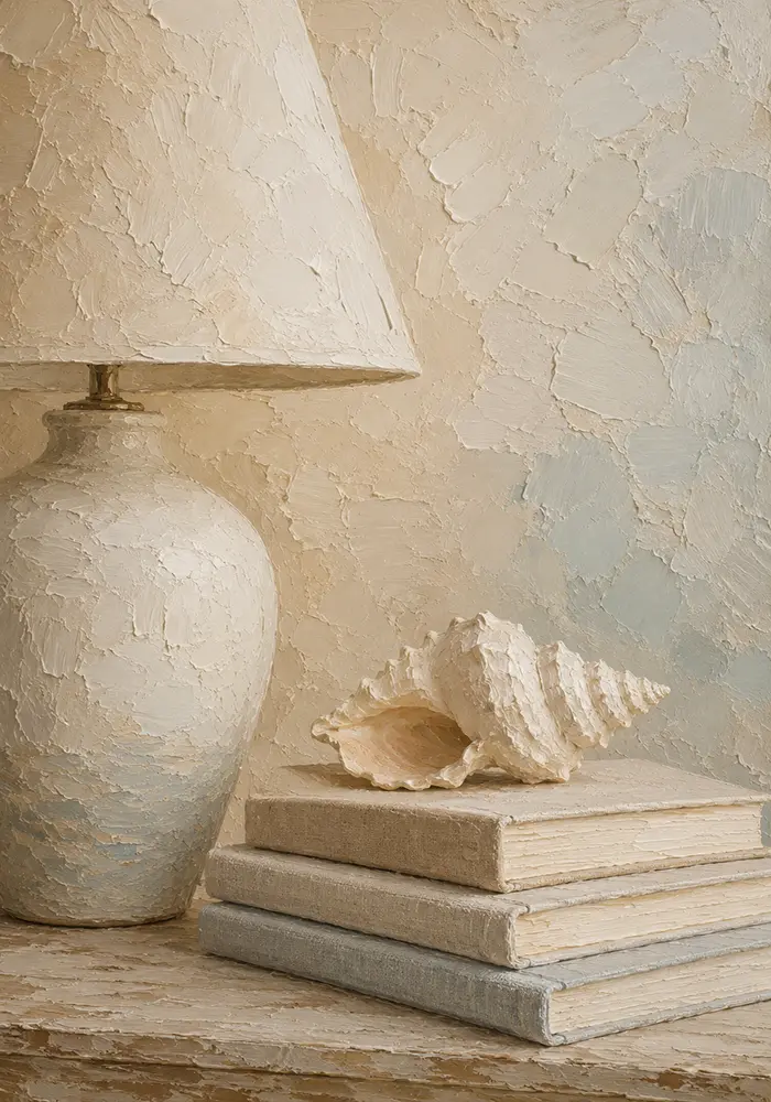 Seashell Lamp Coastal Bedroom Wall Art Canvas Print