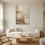 Seashell Lamp Coastal Bedroom Wall Art Canvas Print styled in a refined neutral interior