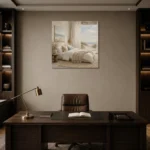 Dune View Coastal Bedroom Wall Art Canvas Print displayed in a contemporary gallery-inspired room