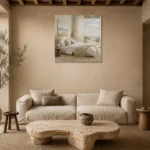 Dune View Coastal Bedroom Wall Art Canvas Print presented in a sophisticated home setting