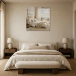Dune View Coastal Bedroom Wall Art Canvas Print showcased in an elegant minimalist interior