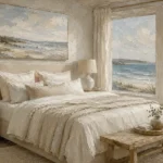 Oceanfront Suite Coastal Bedroom Wall Art Canvas Print