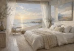 Sunrise Beachfront Coastal Bedroom Wall Art Canvas Print