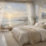 Sunrise Beachfront Coastal Bedroom Wall Art Canvas Print