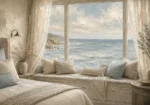 Ocean Window Seat Coastal Bedroom Wall Art Canvas Print