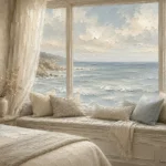Ocean Window Seat Coastal Bedroom Wall Art Canvas Print