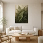 Fern Leaves Botanical Wall Art Canvas Print styled in a refined neutral interior
