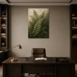 Fern Leaves Botanical Wall Art Canvas Print displayed in a contemporary gallery-inspired room