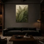 Fern Leaves Botanical Wall Art Canvas Print shown in a warm modern interior