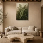 Fern Leaves Botanical Wall Art Canvas Print presented in a sophisticated home setting
