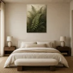 Fern Leaves Botanical Wall Art Canvas Print showcased in an elegant minimalist interior