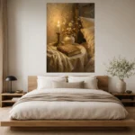 Candlelit Nightstand Bedroom Wall Art Canvas Print - Image 2