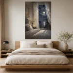 Moonlit Window Bedroom Wall Art Canvas Print - Image 2