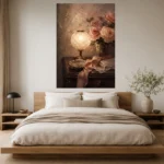 Rose Lamp Bedroom Wall Art Canvas Print - Image 2