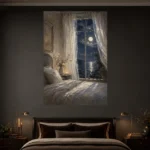Moonlit Window Bedroom Wall Art Canvas Print - Image 3