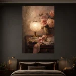 Rose Lamp Bedroom Wall Art Canvas Print - Image 3
