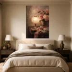 Rose Lamp Bedroom Wall Art Canvas Print - Image 4