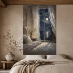 Moonlit Window Bedroom Wall Art Canvas Print - Image 4