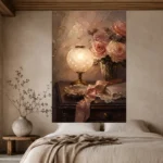 Rose Lamp Bedroom Wall Art Canvas Print - Image 7