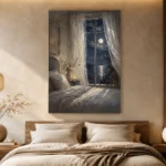 Moonlit Window Bedroom Wall Art Canvas Print - Image 7