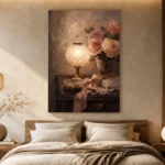 Rose Lamp Bedroom Wall Art Canvas Print - Image 5