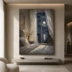 Moonlit Window Bedroom Wall Art Canvas Print - Image 10