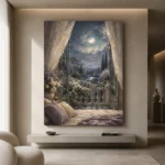 Moonlit Balcony Bedroom Wall Art Canvas Print - Image 10