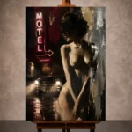 Motel Noir Nude Wall Art canvas print for elegant dark academia interiors