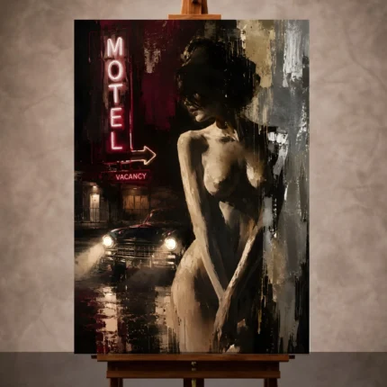 Motel Noir Nude Wall Art canvas print for elegant dark academia interiors