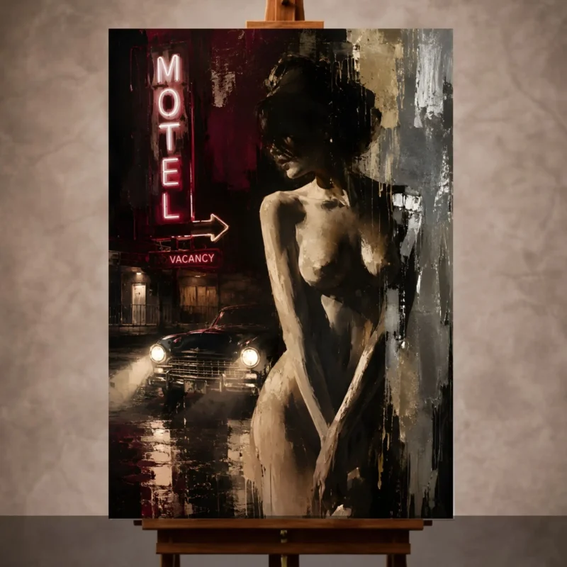 Motel Noir Nude Wall Art canvas print for elegant dark academia interiors