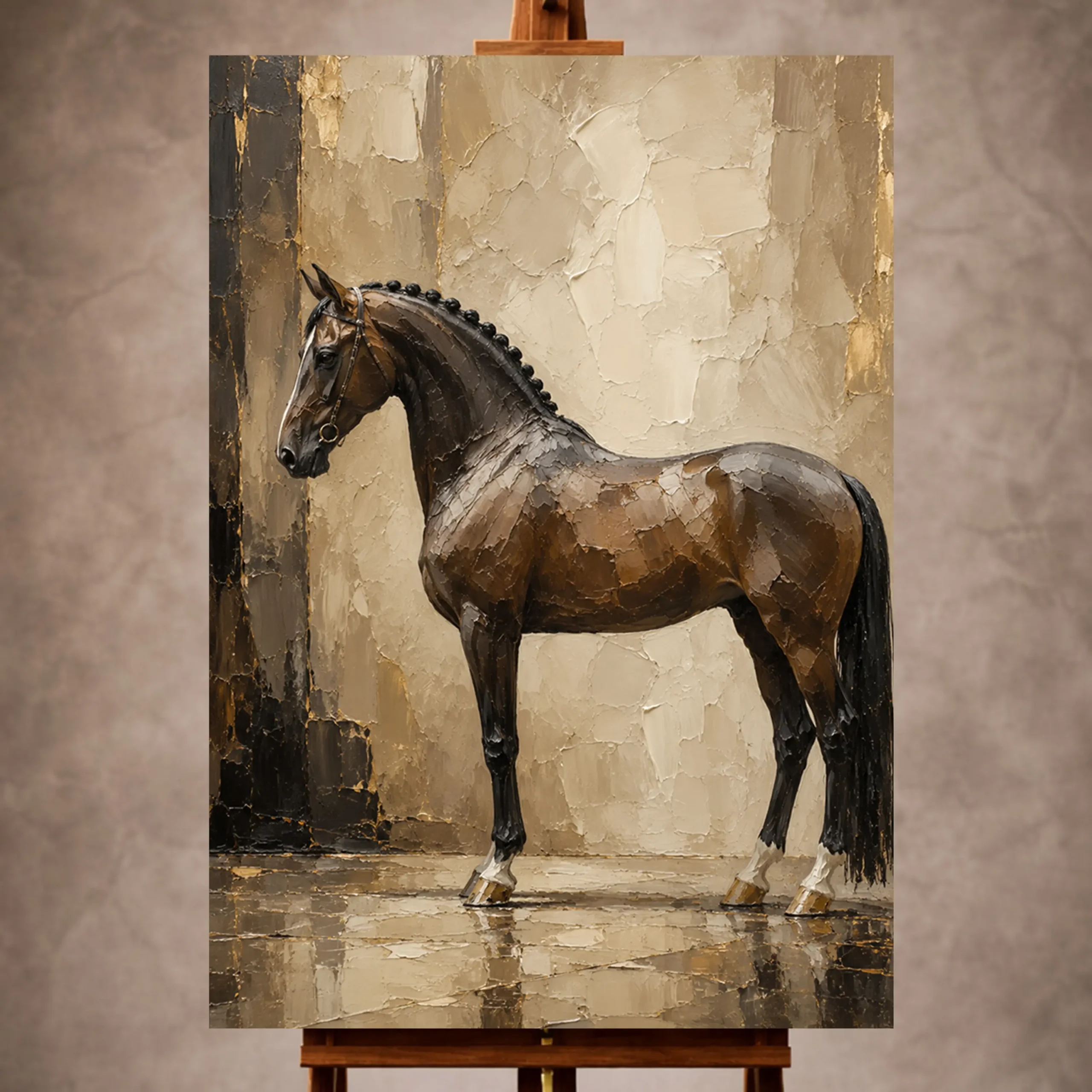 _Dikey Mocvkap001 Horse Wall Art, Wall Art, Art Prints, Home Decor, Interior Design, Gallery Wall, Animal Wall Art, Horse Prints, Equestrian Wall Art, Brown Horse Art, Canvas Print, Luxury Wall Decor, Neutral Wall Art, Office Wall Art, Modern Interior