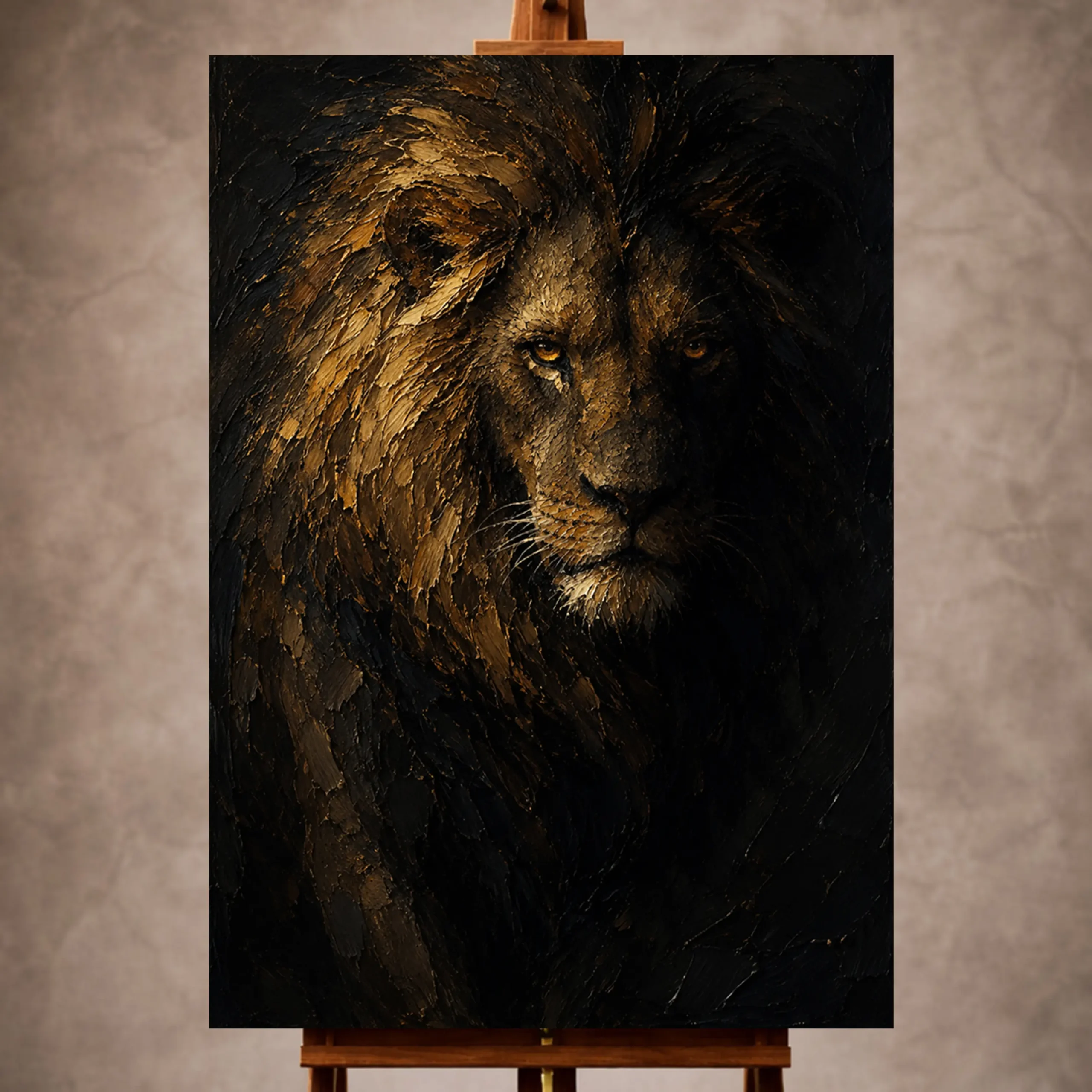_Dikey Mocvkap001 Nocturne King Lion Wall Art Canvas Print - Image 1