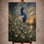 Regal Peacock Bird Wall Art Canvas Print
