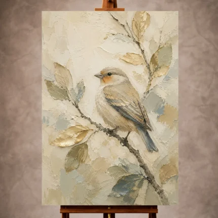 Golden Songbird Bird Wall Art Canvas Print